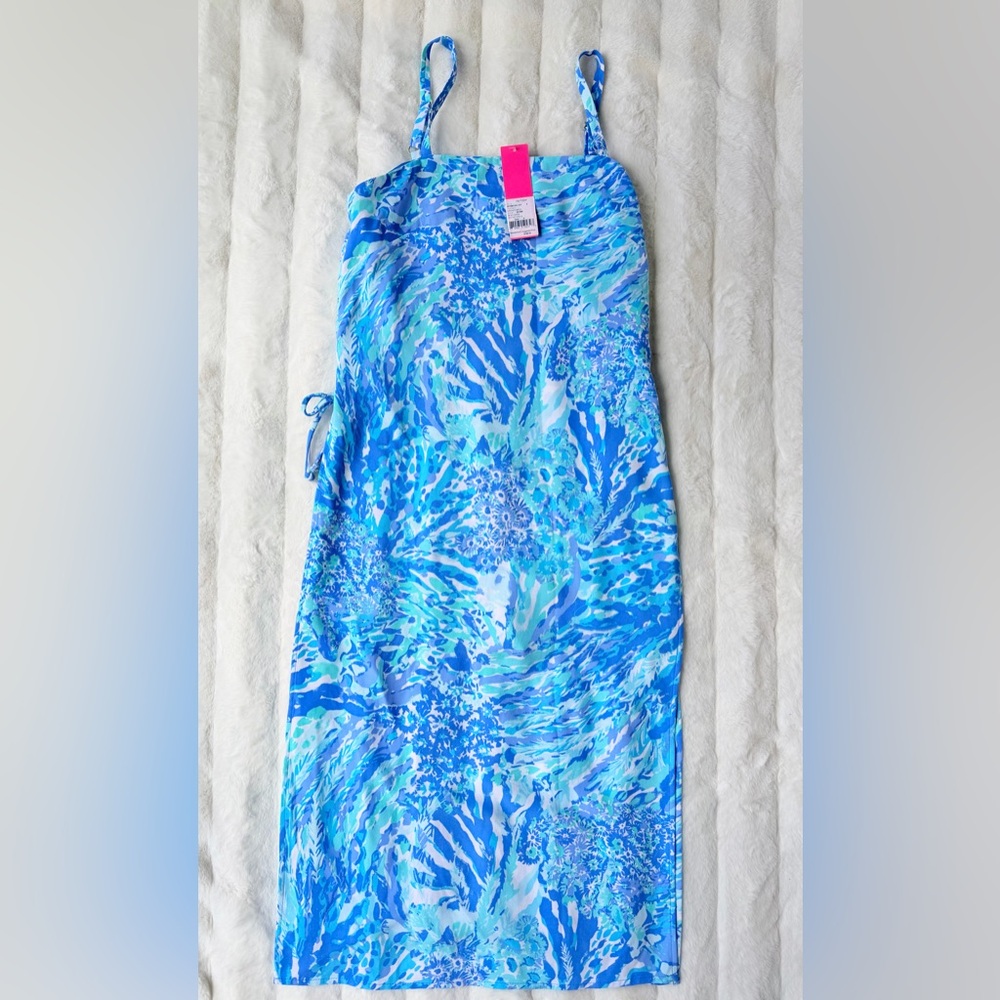 Lilly Pulitzer Blue Green Floral Dress Romper Size 4 NWT - Picture 2 of 8